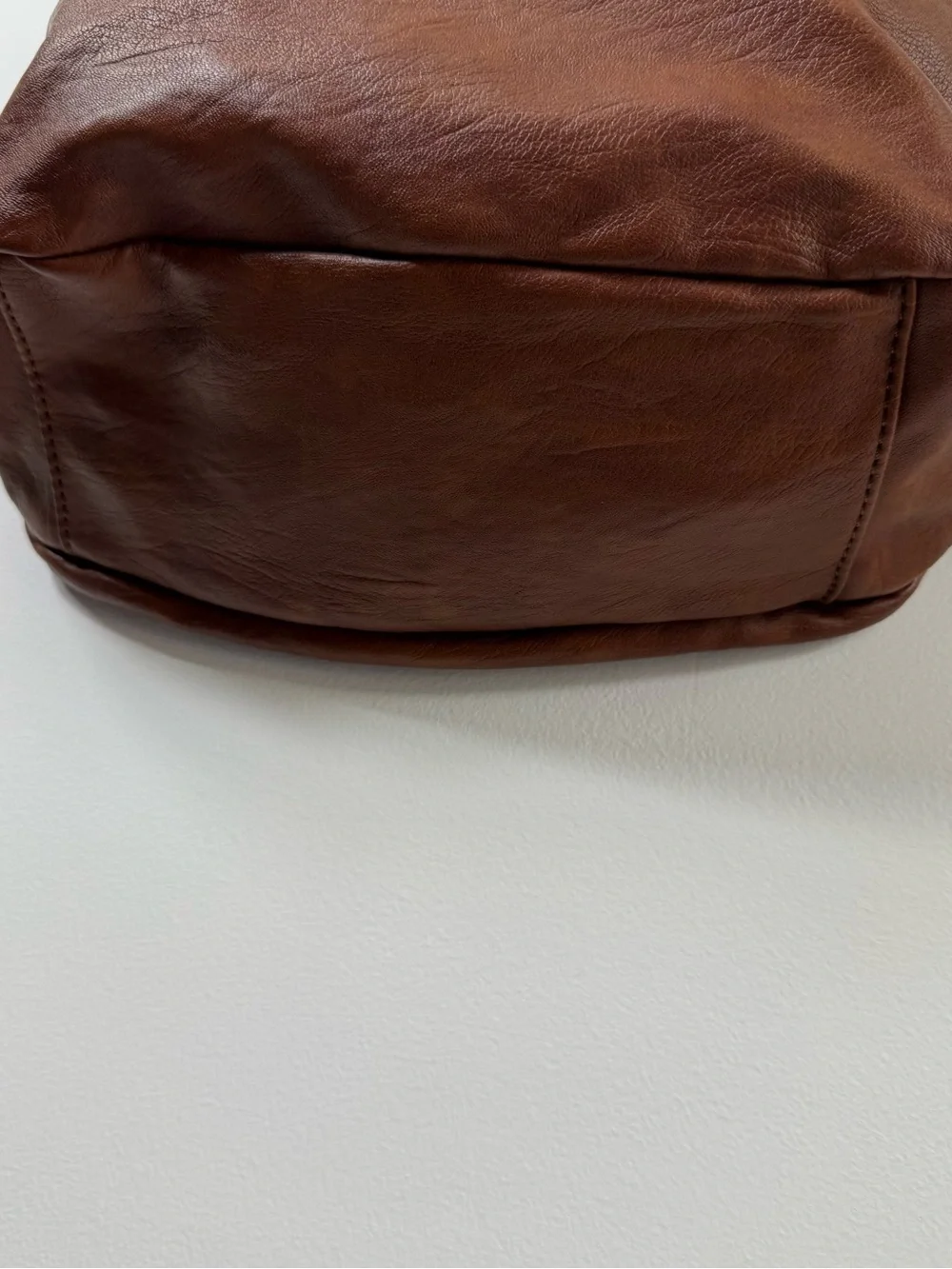 Sam & Hadley Brown Vegan Leather Multi-Pocket Slouchy Crossbody Shoulder Bag